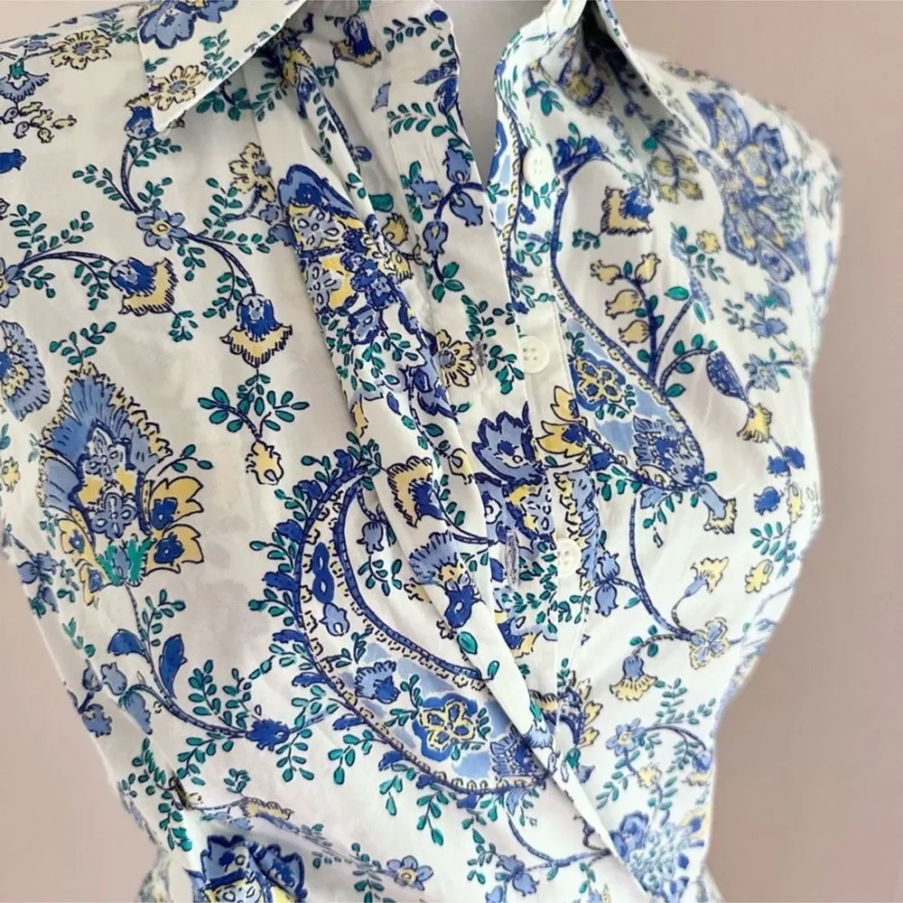 Milly Maxwell Sketched Paisley Dress in Blue and White Size 4